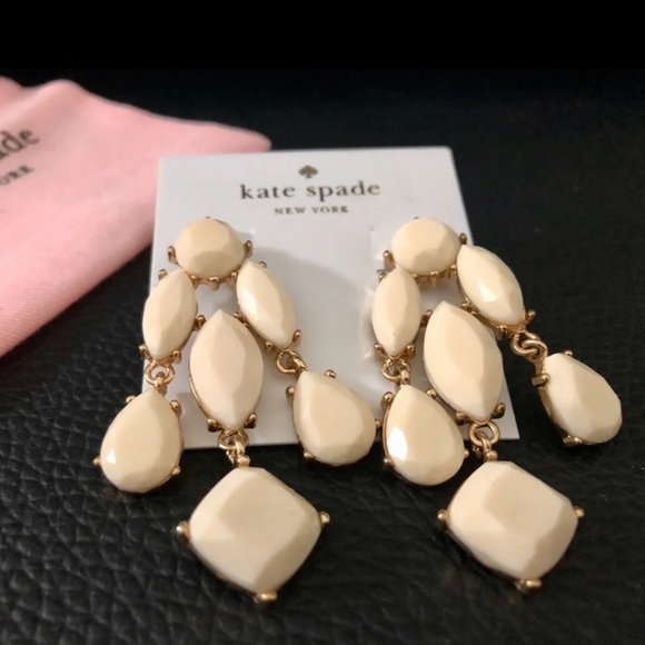 REDUCED) NWOT KATE SPADE WHITE CHANDELIER POST EARRINGS - Picture 5 of 7